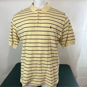 POLO RALPH LAUREN Vintage Men's Shirt Cotton Yellow Black Stripe Size XL (559)
